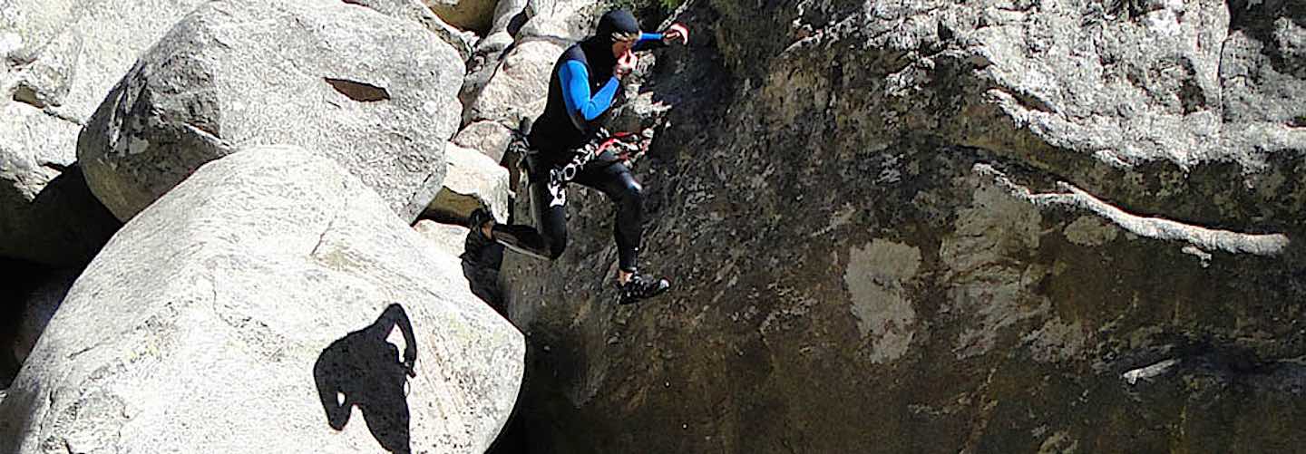 Jumping during a canyoning