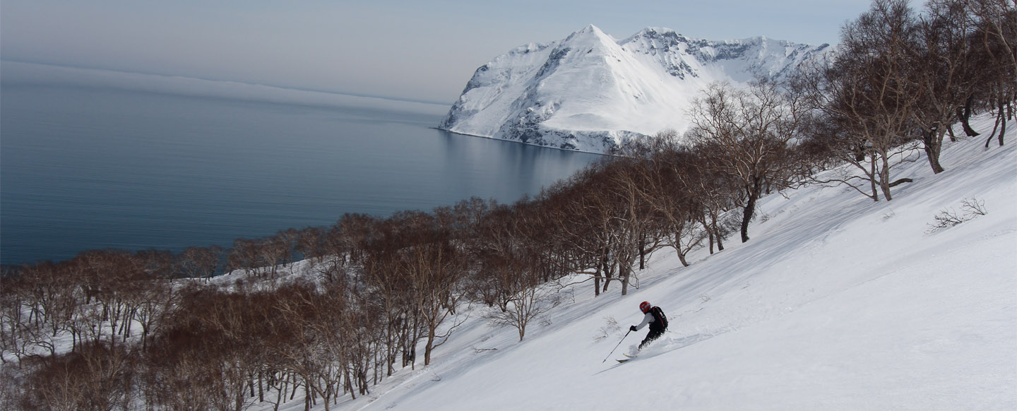 Skier on the slopes of Kamchatka