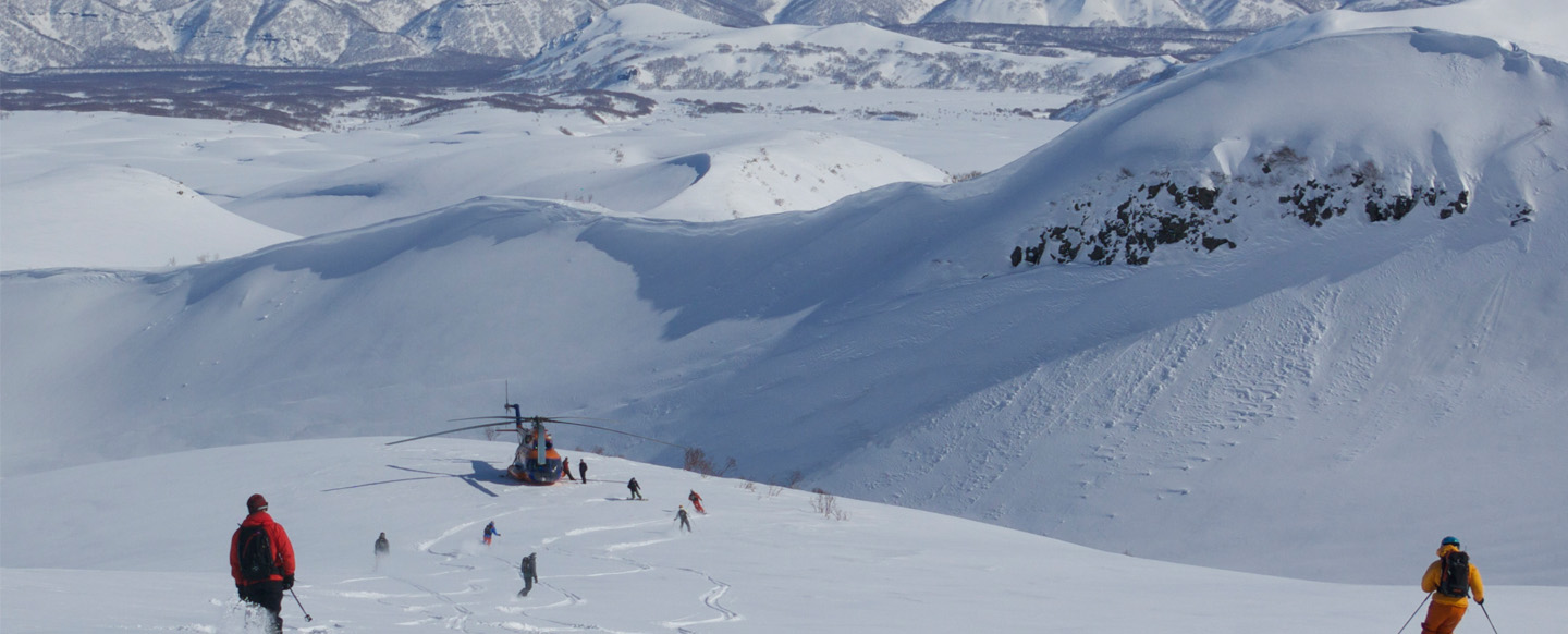 Helicopter landed on the snow